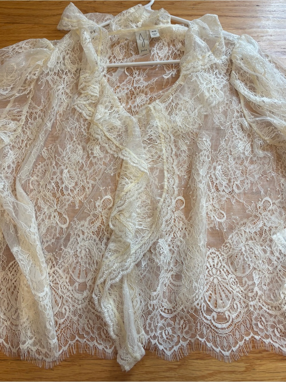 Joie Ivory Lace Ruffle Blouse